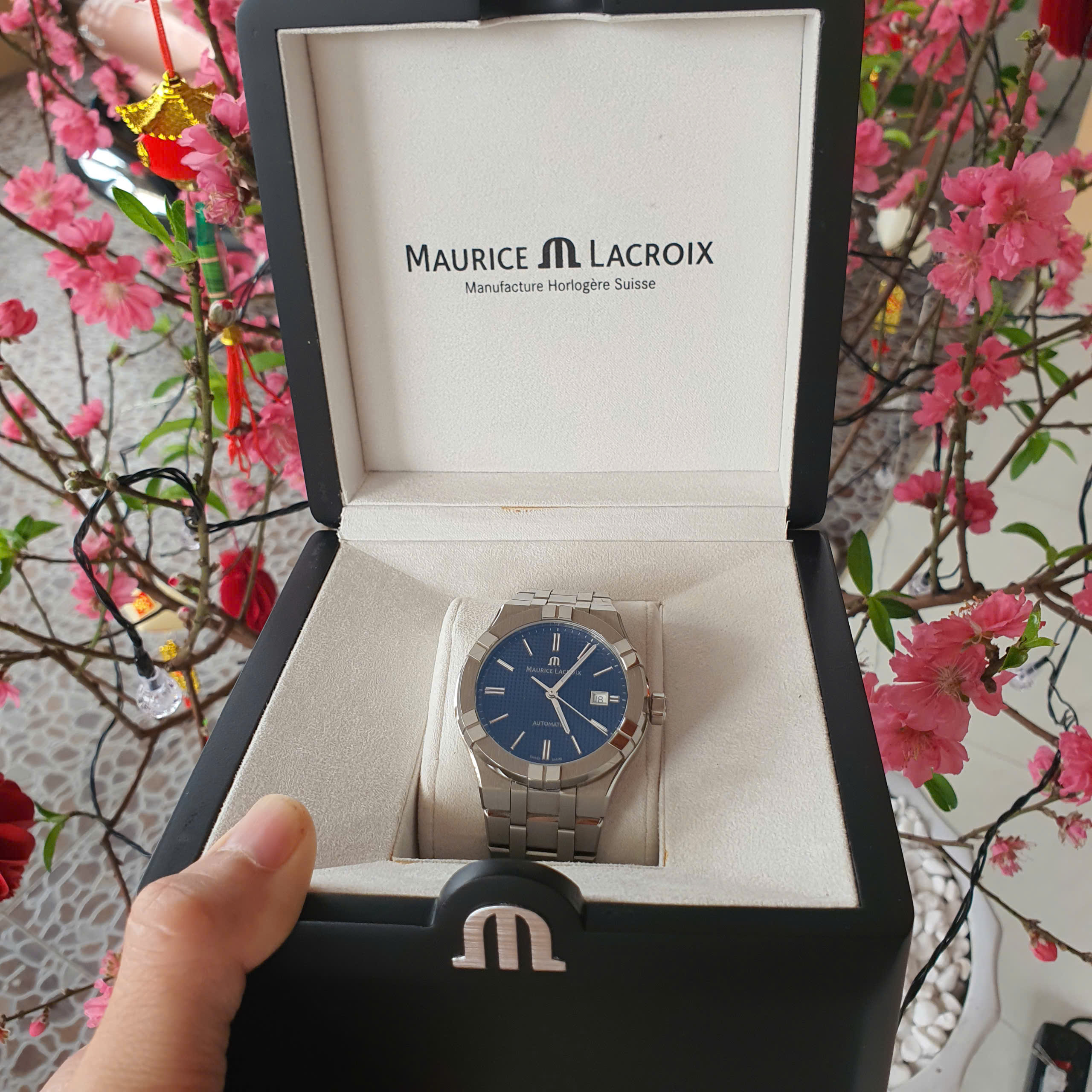 ĐỒNG HỒ NAM MAURICE LACROIX AI6008-SS002-430-1 AIKON BLUE DIAL USED - Ảnh 2